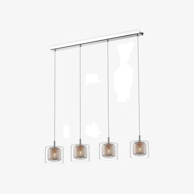 The Range Spring 4 Light Ceiling Pendant Bar Mesh Chrome, Copper, Glass, G9 - Chrome