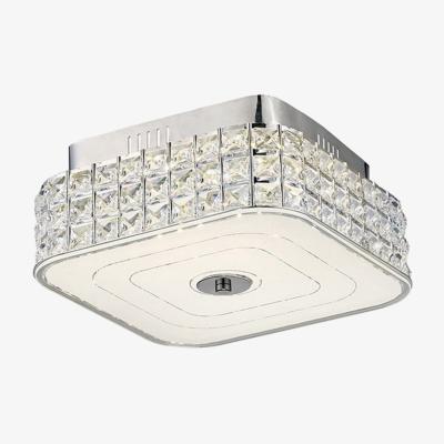 The Range Hawthorne Square Flush Ceiling 18W 1050lm LED 4000K Polished Chrome, Crystal - Polished Chrome