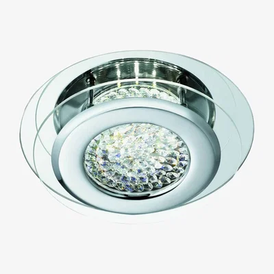 The Range Vesta LED Round Flush Ceiling Light Chrome with Crystal Glass Centre - Chrome