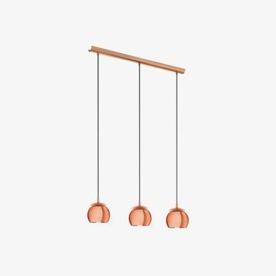 The Range Rocamar 3-Light Copper Pendant with Clear Glass Shades - Orange