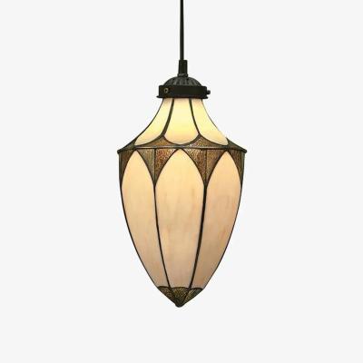 The Range Brooklyn 1 Light Small Ceiling Pendant Dark Bronze, Tiffany glass, E14 - Dark Bronze