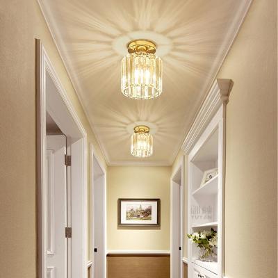 The Range Genuine K9 Crystal Hallway Flush Ceiling Light - Gold