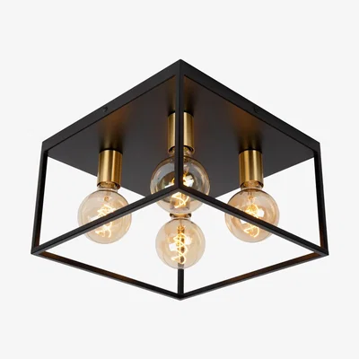 The Range Ruben Modern Flush Ceiling Light Black - Black / 36cm