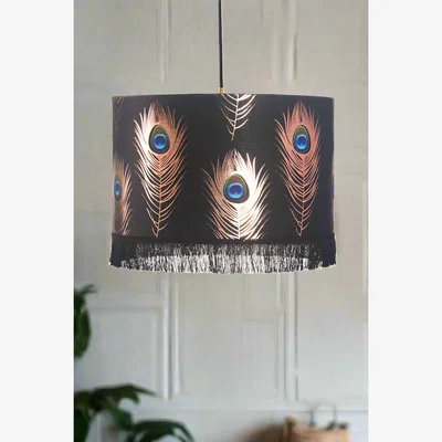 Rockett St George Mind The Gap Peacock Feather Pendant Ceiling Light - SECONDS