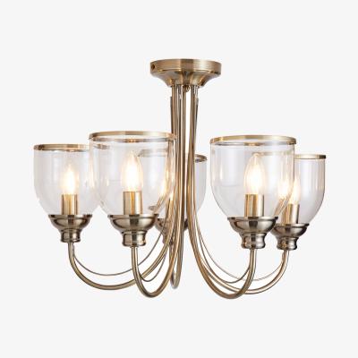 The Range Ingrid Industrial Semi Flush with Clear Glass Shades - Antique Brass