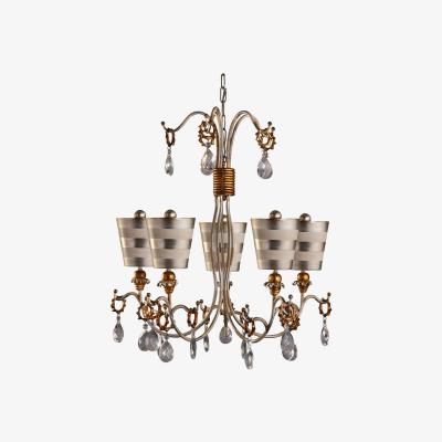 The Range Tivoli 5 Light Multi Arm Chandelier Silver , Cream Finish, E27 - Silver