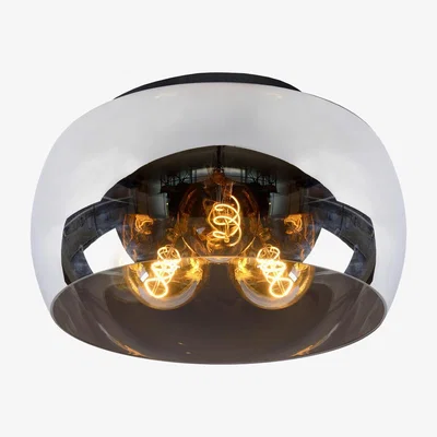 The Range Olivia Modern Flush Ceiling Light Smoke Grey - Black