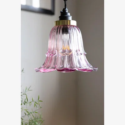 Rockett St George Pale Pink Vintage-Style Glass Easyfit Ceiling Light Shade