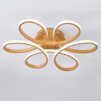 The Range Modern Acrylic Petal LED Semi Ceiling Light with Border - Gold