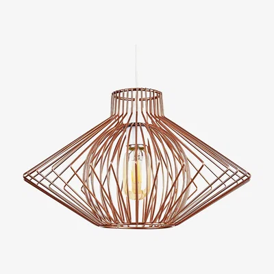 The Range Disperse Geometric Design Copper Wire Basket Cage Ceiling Pendant Light Shade - Copper