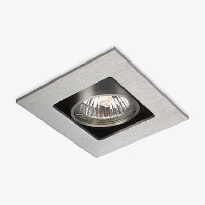 The Range Cube 1 Light Square Recessed Downlight Brushed Steel, GU10 - Brushed Steel