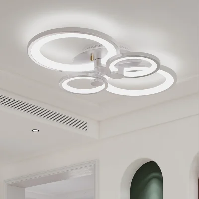 The Range Nordic Circular LED Semi Flush Ceiling Light - White