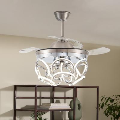 The Range Modern Invisible LED Ceiling Fan Light Dimmable Chandelier Remote Control - Silvery