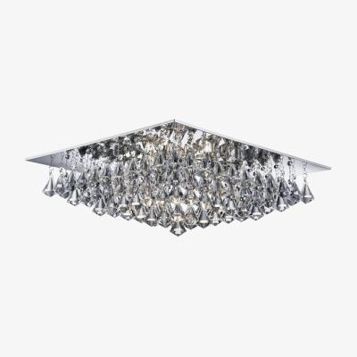 The Range Hanna 8 Light Square Ceiling Semi Flush Light Chrome Pyramid Crystals, G9 - Chrome
