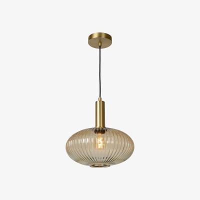 The Range Maloto Retro Pendant Light Amber - Brass / 30cm