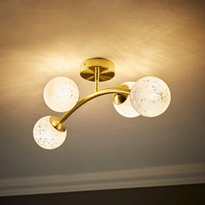 The Range Jas 4 Way Ceiling Light with Confetti Glass Shades - Gold / No