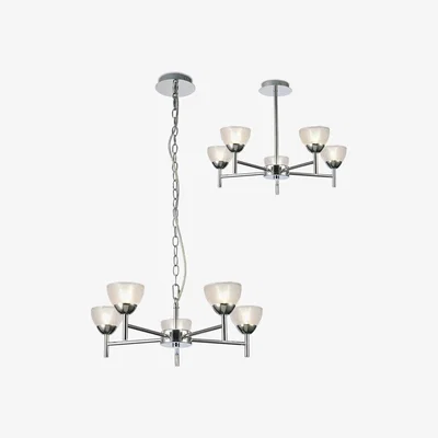 The Range Avalon Ceiling G9 Ceiling Pendant, Semi Ceiling, Chrome, Prismatic Glass - Polished Chrome / 48cm