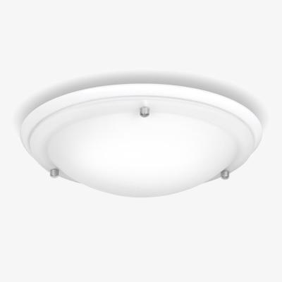 The Range IP44 Round Flush Ceiling Light with Shade and Warm Bulb - White