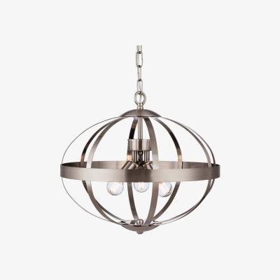 The Range Healey 3 Light Cage Ceiling Pendant Brushed Steel, E14 - Brushed Steel