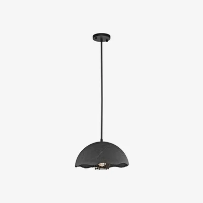 The Range Fracture 1 Light Dome Ceiling Pendant Weathered Zinc, E27 - Weathered Zinc