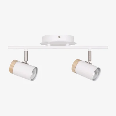 The Range Stratton 2lt Ceiling Spotlight - White With Wood Detail