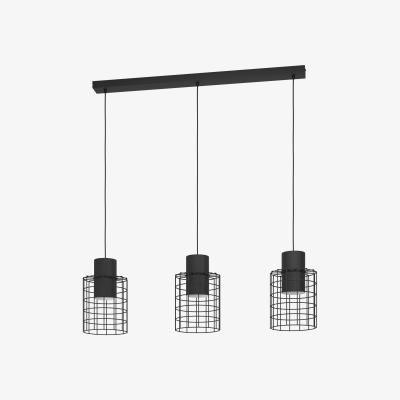 The Range Eglo Milligan IP20 Black Steel Industrial 3 Light Pendant - Black