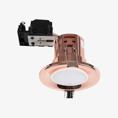 The Range Downlight Fire Rated Ceiling Light Fitting 20 Pack - Chrome / Cool Bulbs - Copper / 8cm