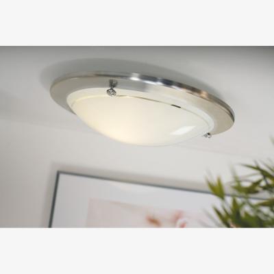 The Range Spinner Flush Ceiling Light Brushed Steel, E27 - Brushed Steel