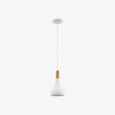 The Range EGLO Sabinar MetalWood Single Pendant Light - White / 18cm