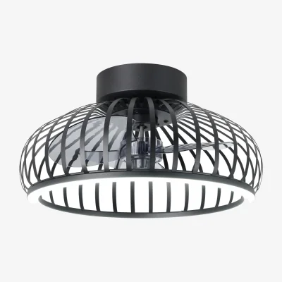 The Range EGLO Mogano Steel Ceiling Light With Fan, Black - Black
