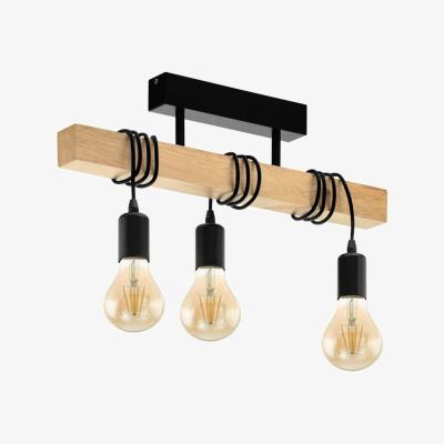 The Range Eglo Townshend Industrial bar semi flush fitting with exposed lightbulbs - Black