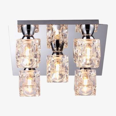 The Range Polished Chrome Square Ice Cube Flush Five Light Ceiling Light - Chrome