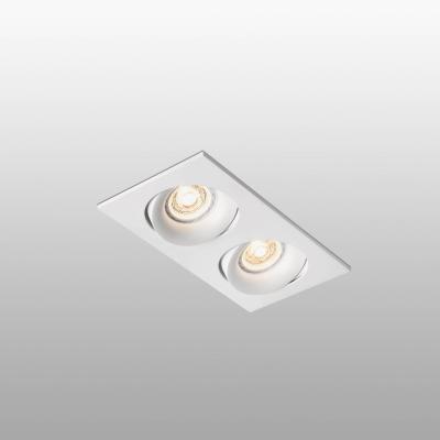 The Range Arg 2 Light Double Square Tiltable Recessed Spotlight - White
