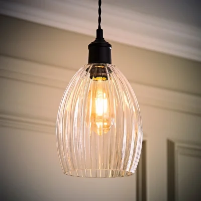 The Range Cheltenham Ribbed Ceiling Light Shade - Clear / 0.73kg