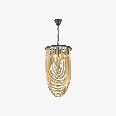 The Range Spring 3 Light Ceiling Pendant Black Chrome, Champagne gold Crystals, E14 - Black Chrome