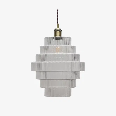 The Range Benson 7 Tier Clear Ribbed Glass Easy Fit Pendant Lightshade - Clear