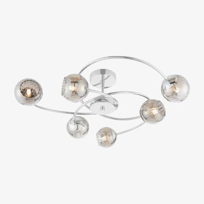 The Range Aerith 6 Light Semi flush Chrome, Smokey Mirror Tinted Glass, G9 - Chrome Plate
