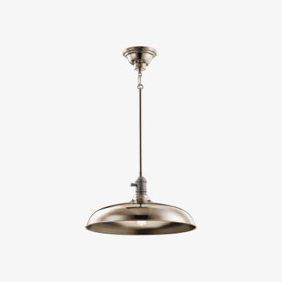 The Range Cobson 1 Light Semi Flush Dome Ceiling Pendant Light Polished Nickel, E27 - Brass