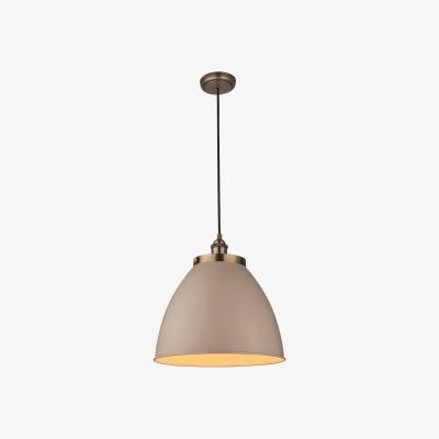The Range Franklin 1 Light Dome Pendant Satin Taupe, Antique Brass Plate, E27 - Satin Taupe / 33.5cm