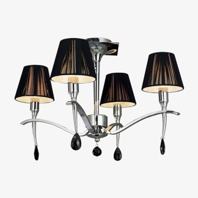 The Range Siena Semi Flush Ceiling E14, Polished Chrome, Black Shades, Black Crystal - Polished Chrome / 55cm