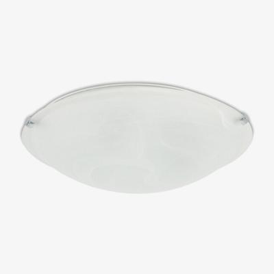 The Range Chester Flush Ceiling 400mm Round, E27, Polished Chrome, Alabaster Glass - Polished Chrome
