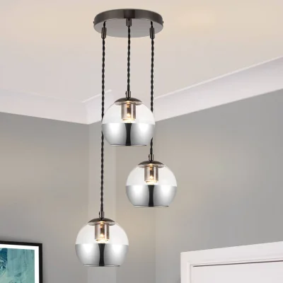 The Range COSYLYTE Marlo 3 Light Glass Cluster Pendant Light - Matt Black