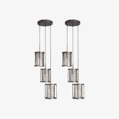 The Range Set Of 2 Eli 3lt Ceiling Pendant Lights - Silver Paint