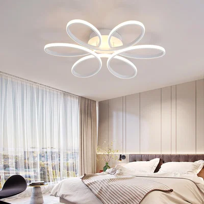 The Range Petal LED Semi Flush Mount Ceiling Light White - White / 58cm