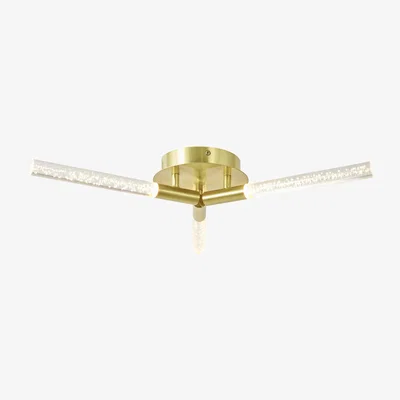 The Range Paige 3 Arm LED Bubble Semi Flush Ceiling Light - Brass
