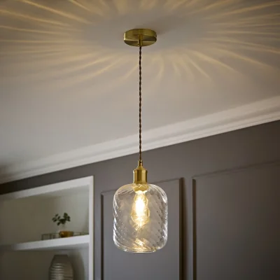 The Range Emery Swirl Glass Diner Ceiling Light - Brushed Gold / 0