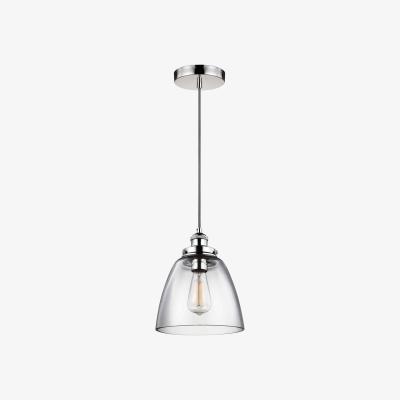 The Range Baskin 1 Light Dome Ceiling Pendant Polished Nickel, E27 - Polished Nickel / 22.8cm