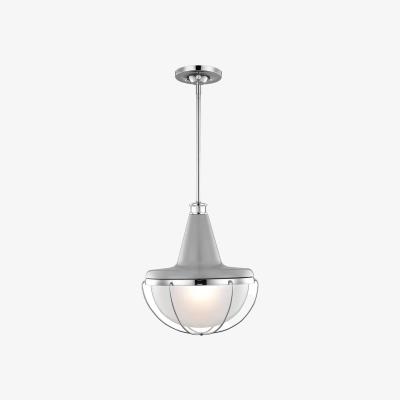 The Range Livingstone 1 Light Ceiling Pendant Polished Nickel, Grey, E27 - Polished Nickel