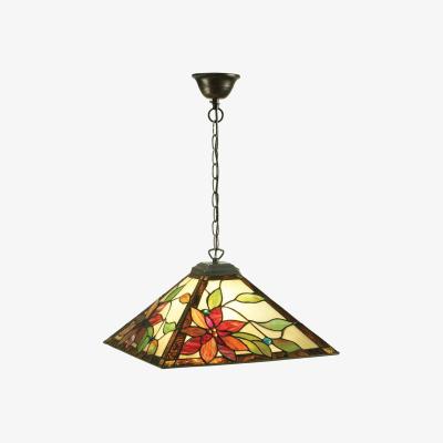 The Range Lelani 1 Light Medium Ceiling Pendant Dark Bronze, Tiffany glass, E27 - Dark Bronze