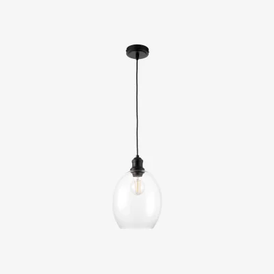 The Range Blakely Ceiling Single Pendant Light - Matt Black And Clear Glass